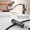 Grifos de baño Samliyu para el fregadero 1 orificio, manija de la manija de una sola manguera del lavabo del baño con 2 modos, 360 ° Rotaty con pulverizador extracción, fregaderos modernos de baño Pistola gris BF04006-N1-BGM
