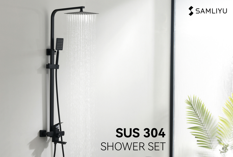 Samliyu Cabezal de ducha de mano de 3 modos de alta presión con baño de baño de baño de lujo Sistema de ducha Combo completo SS01013-MB