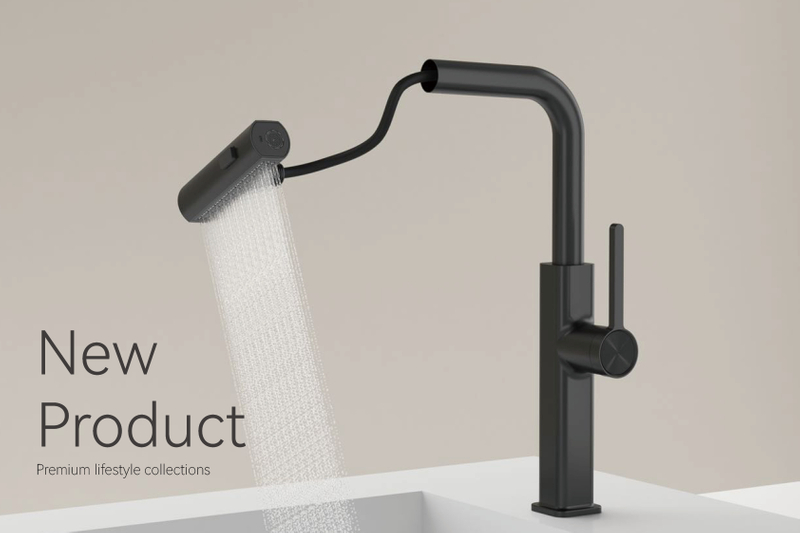 Grifo de cocina negra de lluvia voladora KF03037-MB