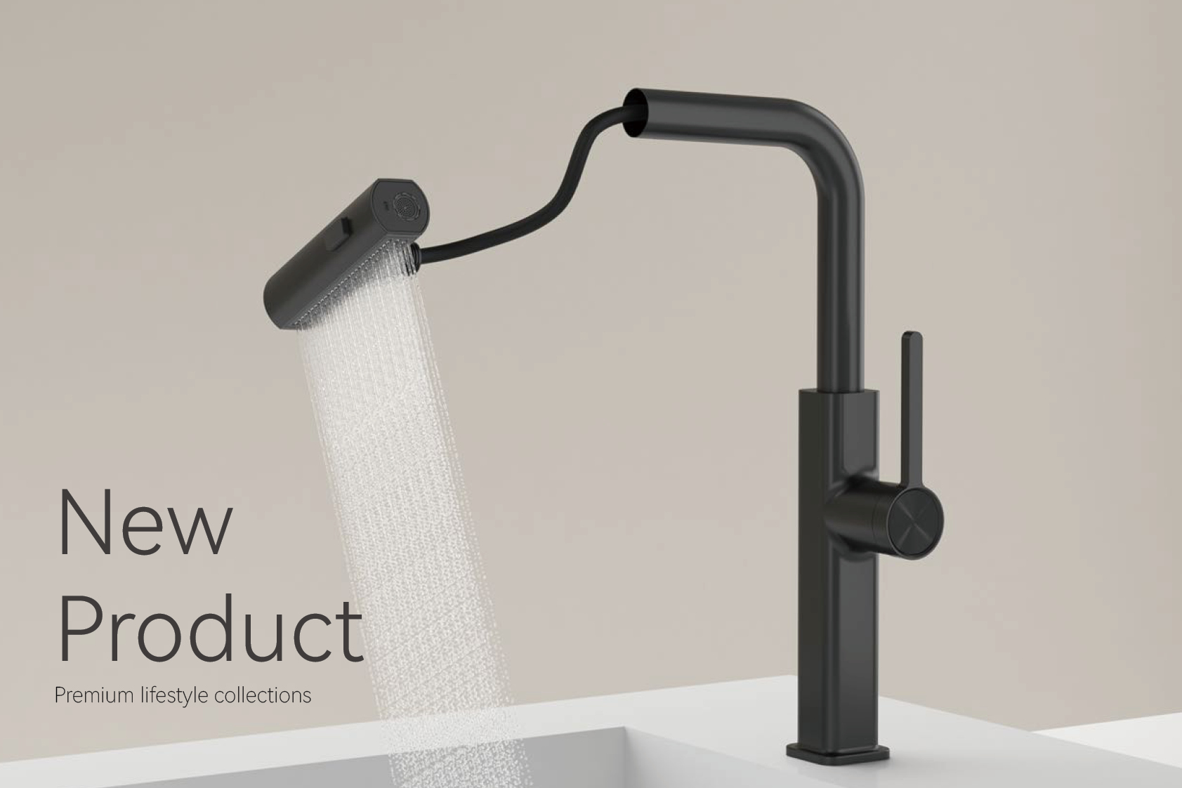 Grifo de cocina negra de lluvia voladora KF03037-MB
