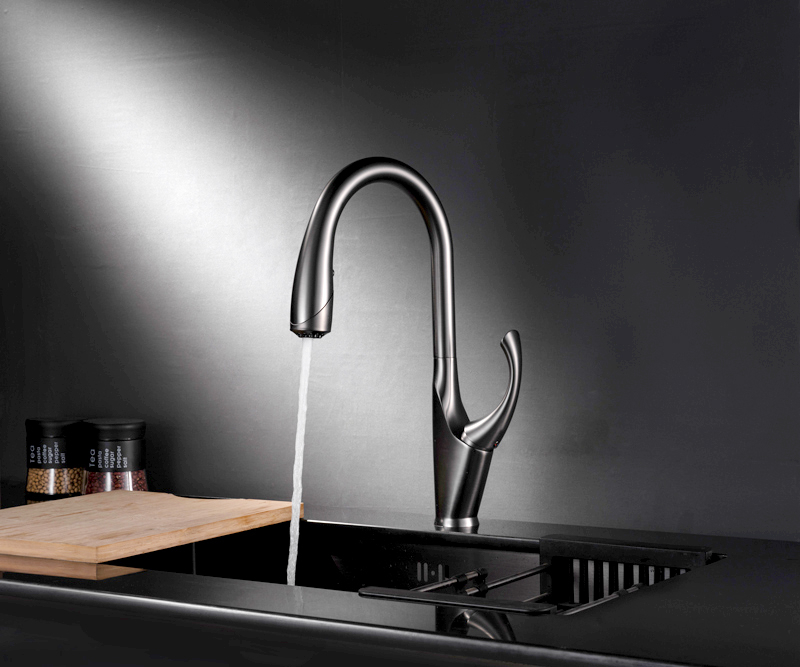 Sly Brass Chrome Pull-Out Spray Kitchen Fregadera Mezcladora de grifo