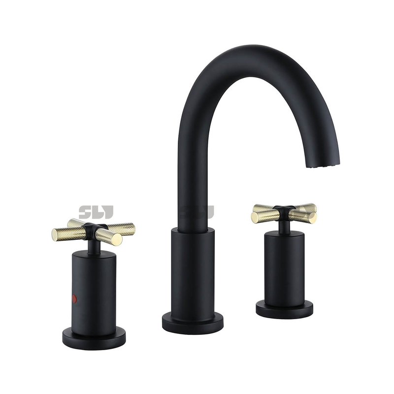 SLY CUpc Baño de lujo Grifo de lavabo de 8 pulgadas Grifos mezcladores de 3 orificios de doble manija Grifo de lavabo de tocador montado en cubierta