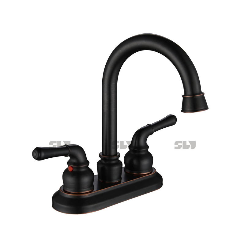 SLY Grifo de agua fría y caliente Grifo de lavabo de doble manija Mezclador de baño