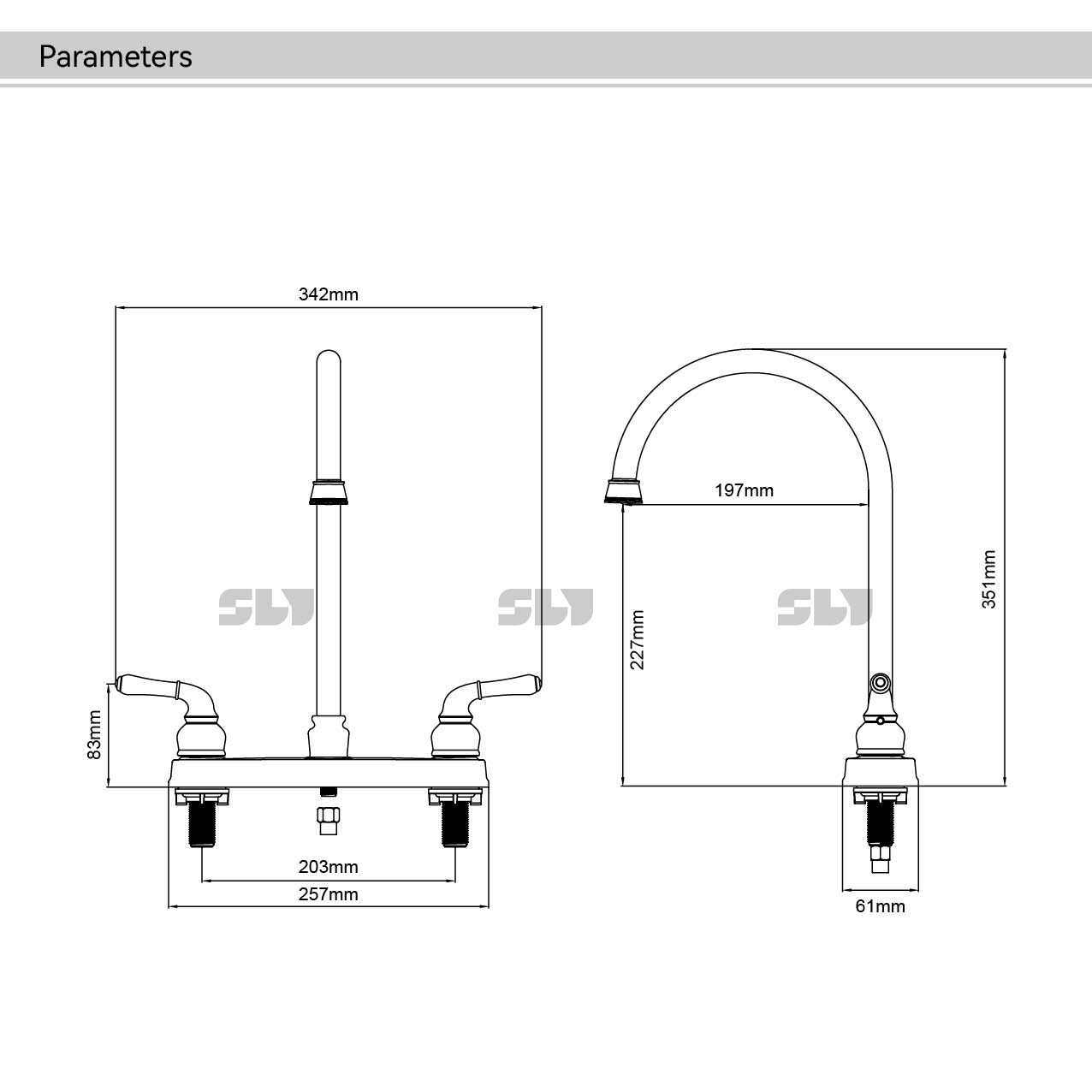 grifo de cocina de dos manijas