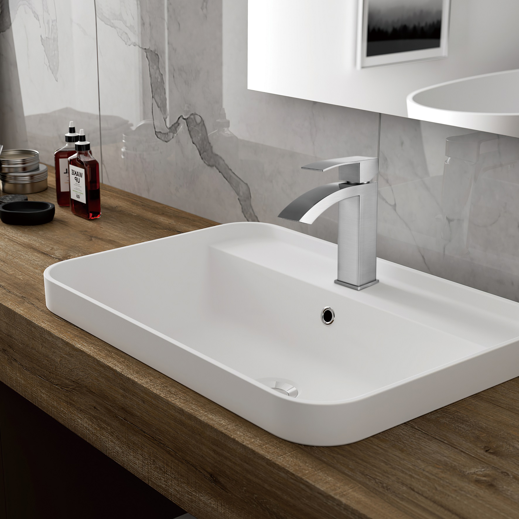 Acero inoxidable de acero inoxidable Moderna cascada Fregadero de la cascada del lavabo del baño