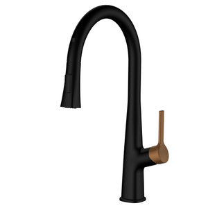 Sly extraer grifo de cocina mate negro mate y rosa con pulverizador