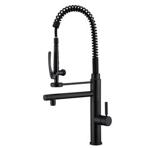 Nuevo estilo moderno moderno 304 grifo de grifo de cocina negra mate con tirón