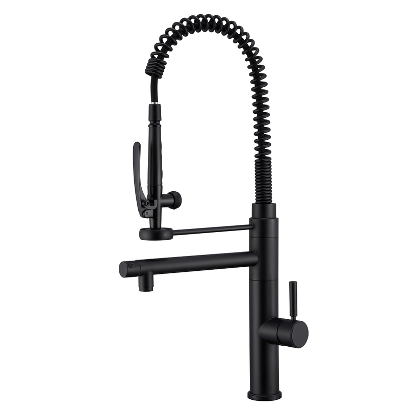 Nuevo estilo moderno moderno 304 grifo de grifo de cocina negra mate con tirón