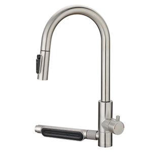 Sly 304 Cepillado Níquel Kitchen Faucet Modern Rainfall Waterfall Diseño de fregadero frío y caliente Tipo de pulverización