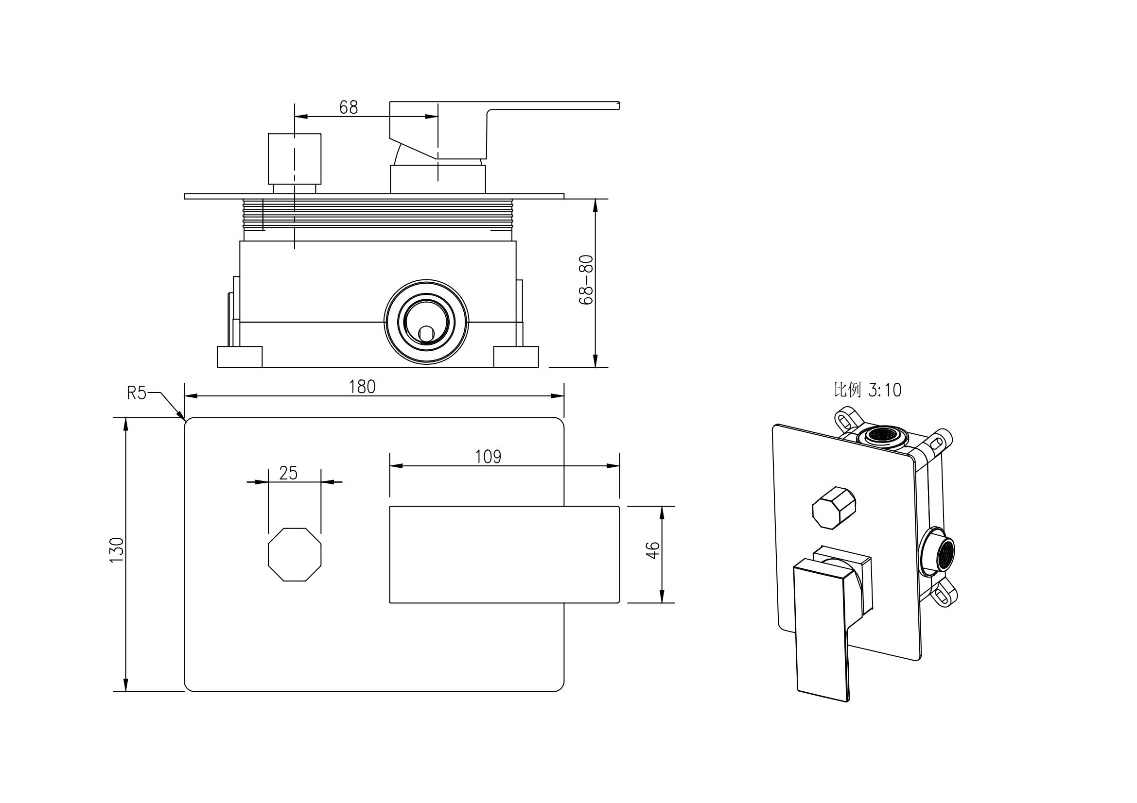 de ducha Medida de la pared