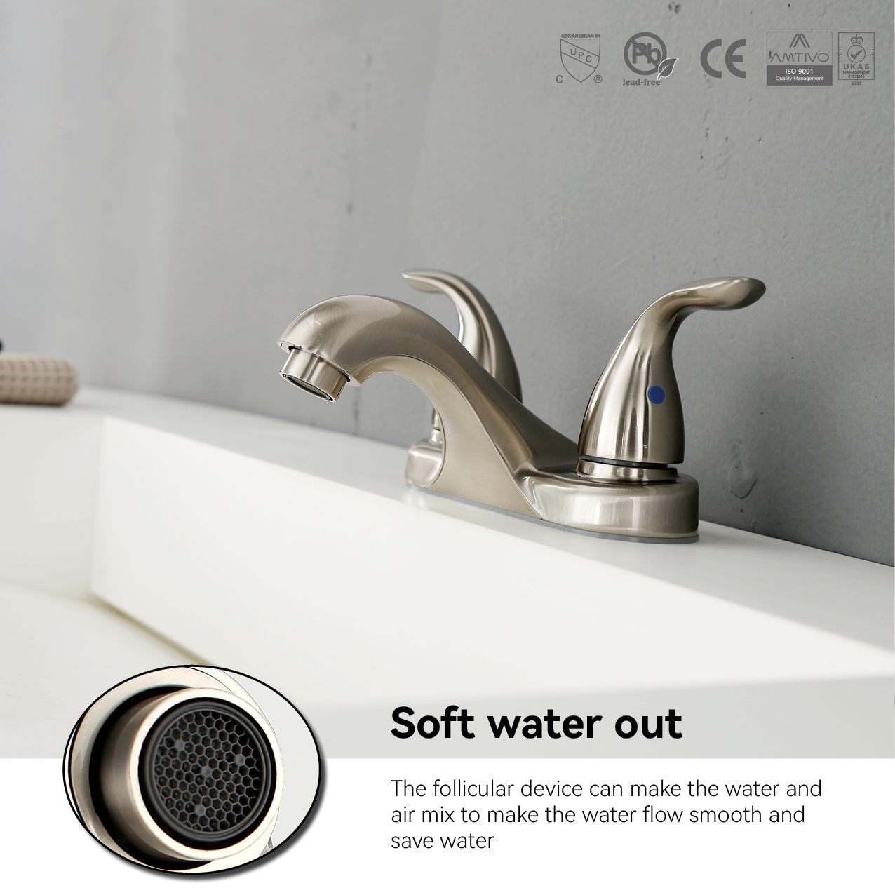 Sly cepillado níquel Nuevo diseño de lujo Taps de baño Mezclador de fregadero de fregadero