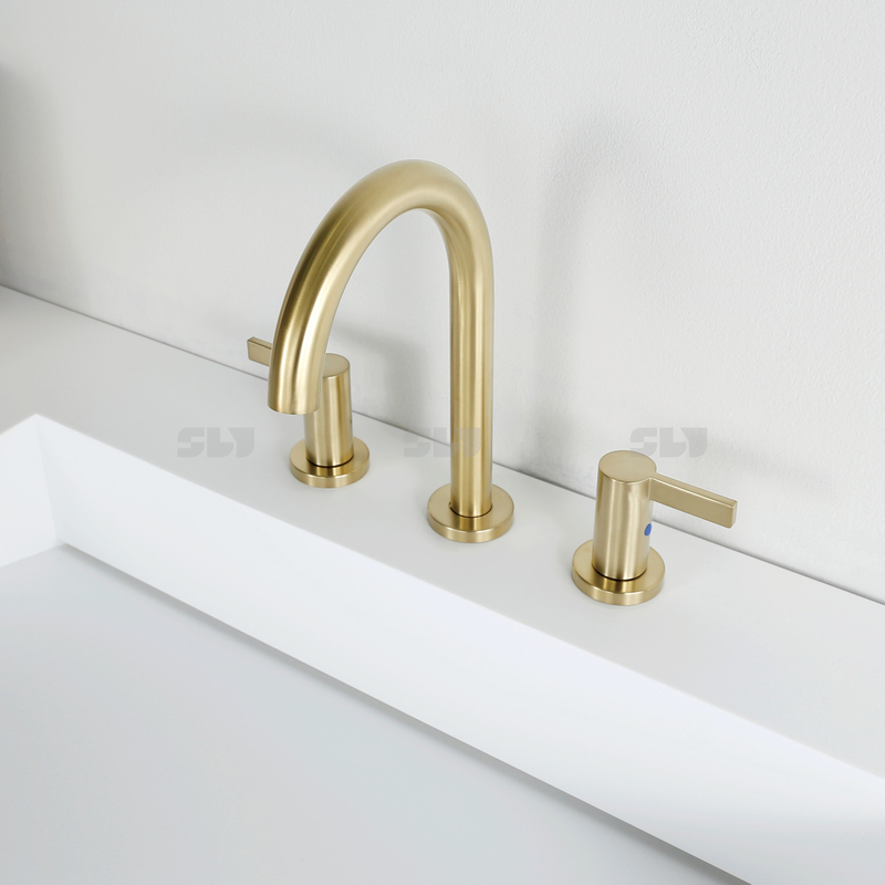 304 de alta calidad de acero inoxidable 3 agujeros de 3 agujeros de doble manija de baño para el fregadero de grifo de baño.