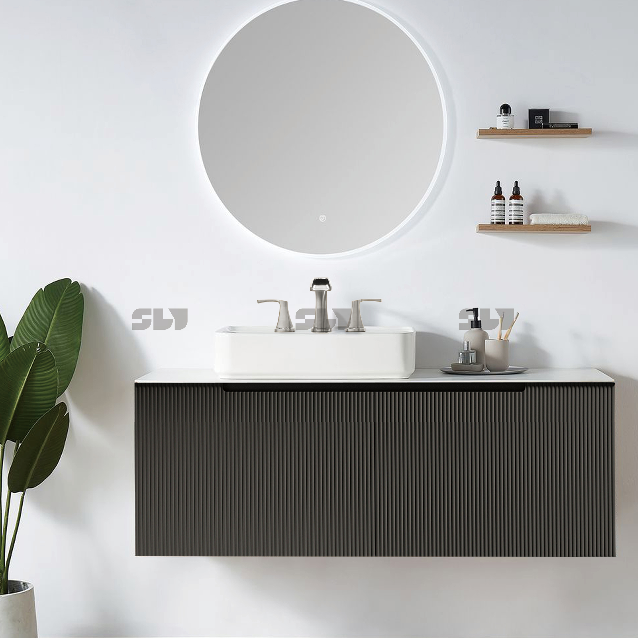 SLY Mezclador de lavabo de níquel cepillado Grifo montado en cubierta Grifos de lavabo de baño 