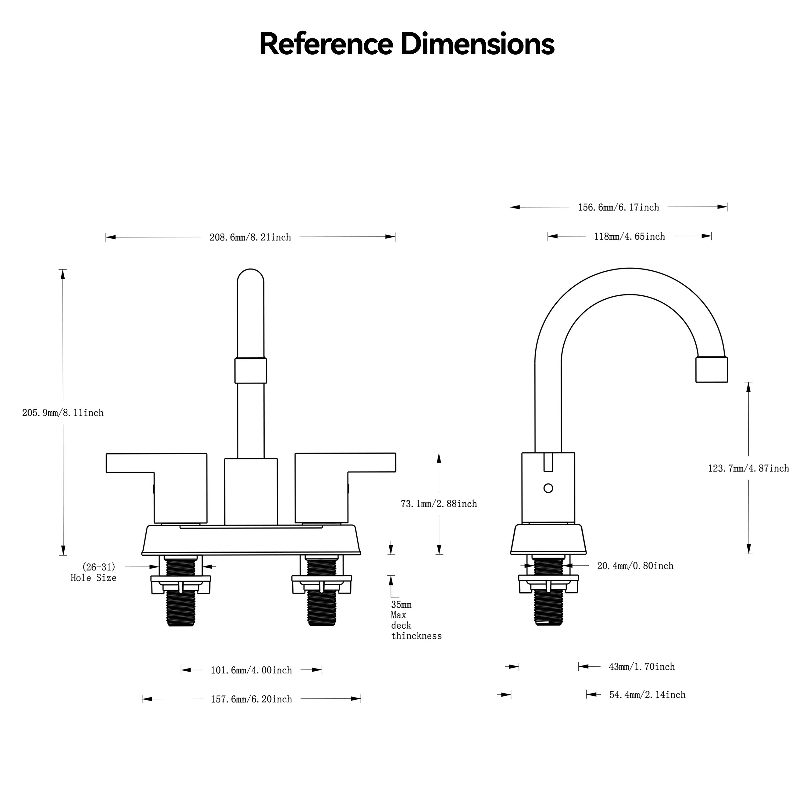 Grifo de baño de dos manijas de 4 pulgadas de alta calidad.