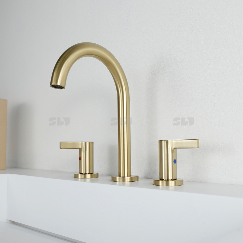 304 de alta calidad de acero inoxidable 3 agujeros de 3 agujeros de doble manija de baño para el fregadero de grifo de baño.