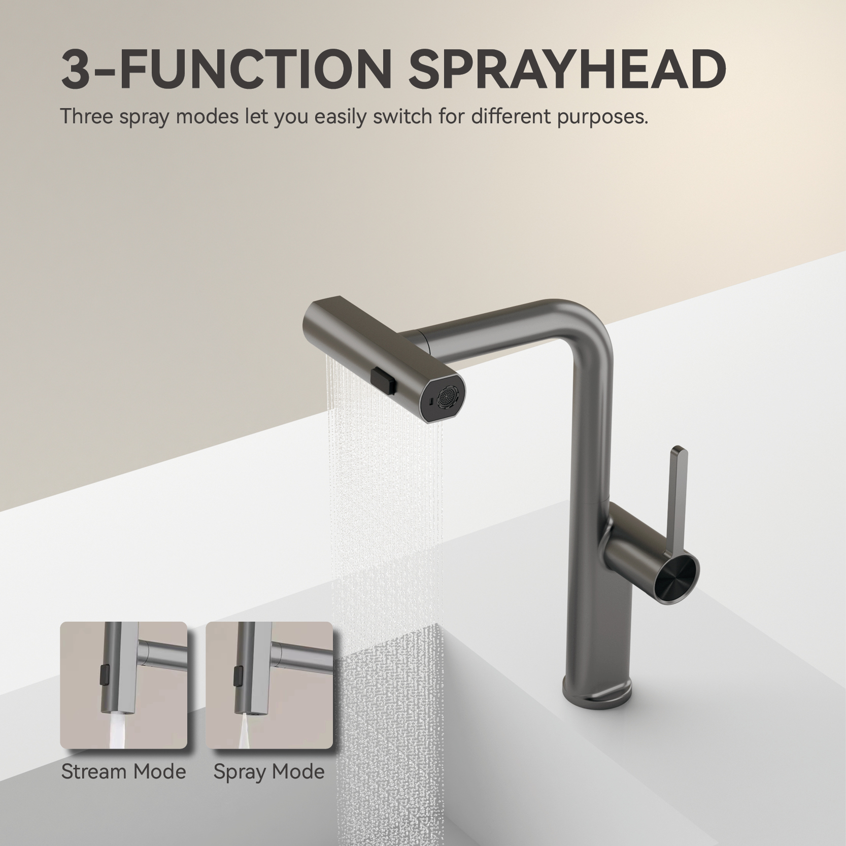 Sly Chrome Un solo agujero fría agua fría grifo de cocina moderna