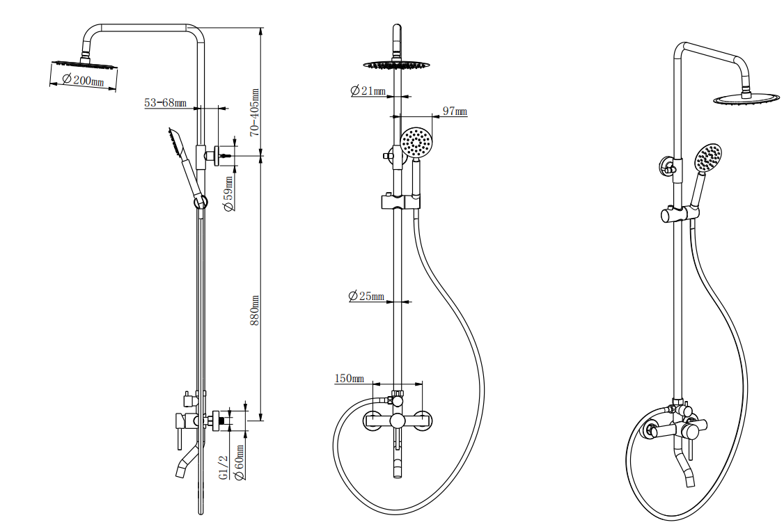  ducha de ducha montado en la pared al por mayor 