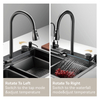 Cascada de la cocina Samliyu debajo de la casa Gran fregadero individual S.S304 Guño cepillado Metal Tiburón Tiburón Digital Pantalla Digital Flight Faucet