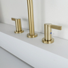 304 de alta calidad de acero inoxidable 3 agujeros de 3 agujeros de doble manija de baño para el fregadero de grifo de baño.