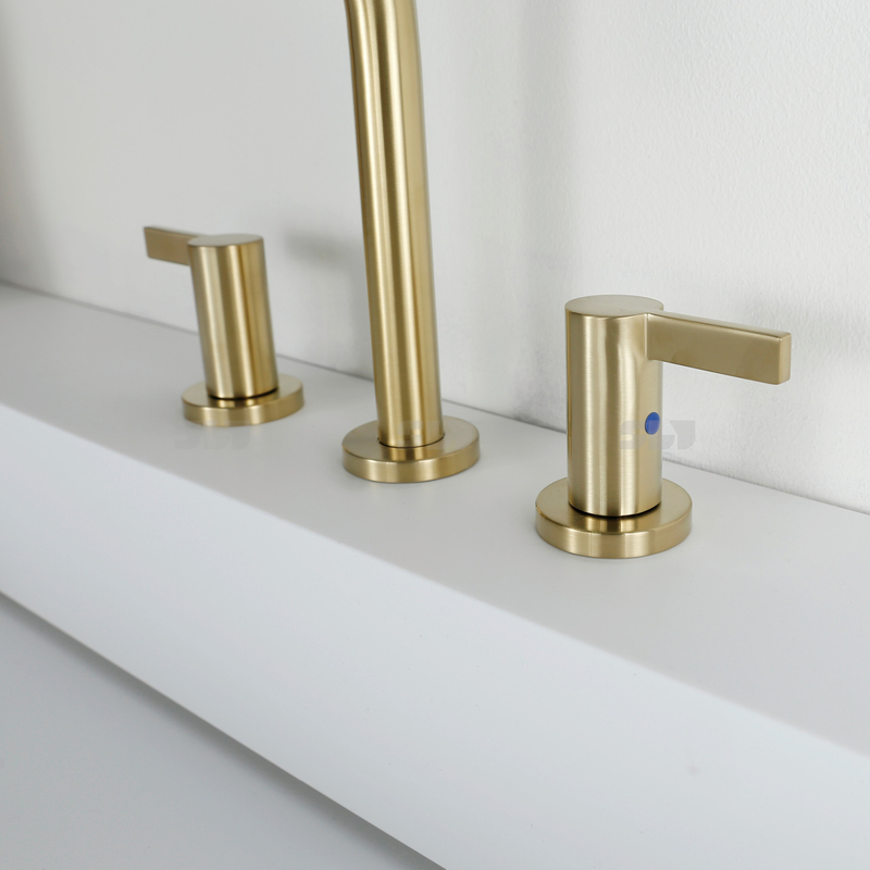 304 de alta calidad de acero inoxidable 3 agujeros de 3 agujeros de doble manija de baño para el fregadero de grifo de baño.
