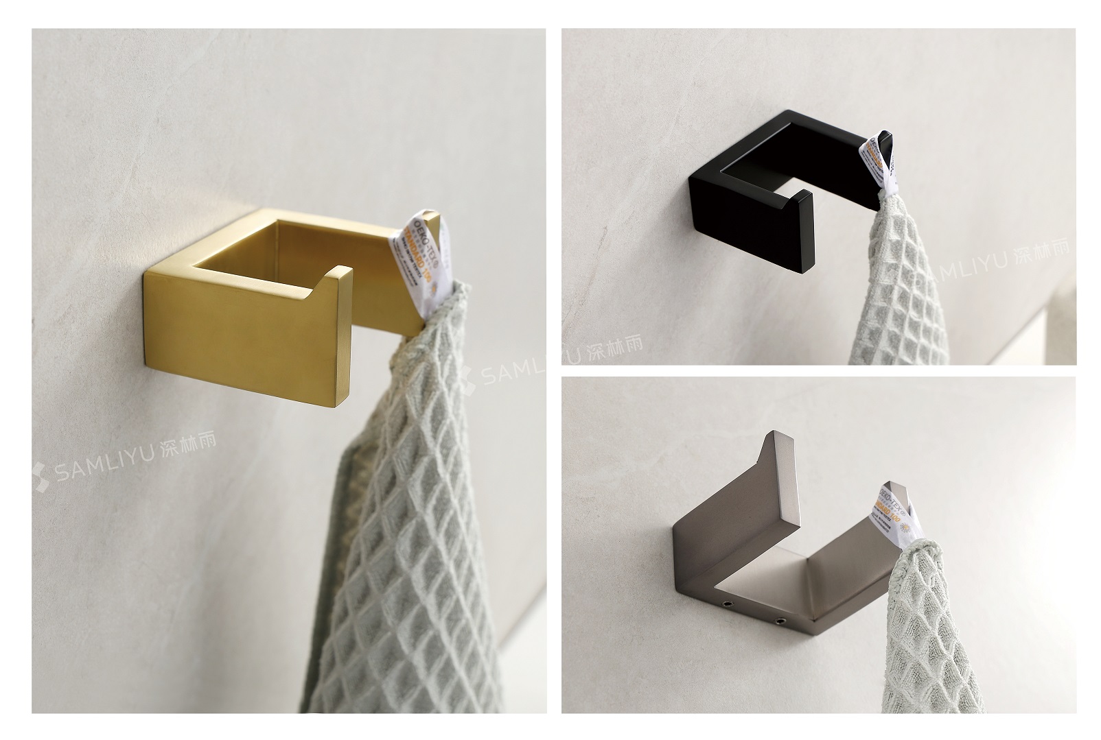 Gancho doble para toalla.