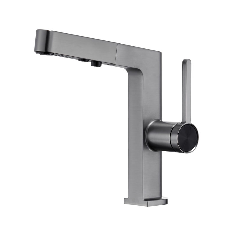 Pistola de zinc de metal de metal moderno de baño de baño de baño de un solo agujero de mango de lavabo de mango de mango