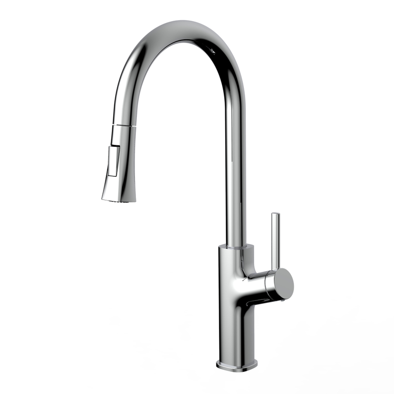 Grifo de fregadero de cocina cromado con sly con una batidora de cocina negra caliente y caliente