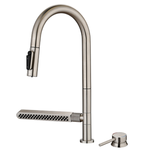 Grifo de cocina astuto con pulverero de pulverización 5 modo ss304 níquel cepillado 360 grifo de fregadero de cocina con mango separado