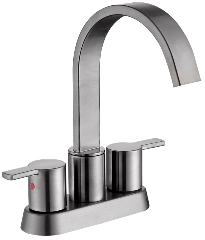 China Factory Centerset Free de baño caliente/fría de baño de dos manos Taucet de tapa de agua Goldia cepillada