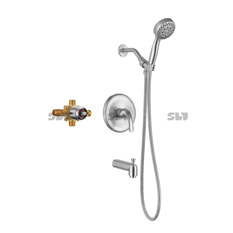 SLY Cabezal de ducha dorado cepillado de dos funciones Conjunto combinado de ducha de latón Ducha de baño
