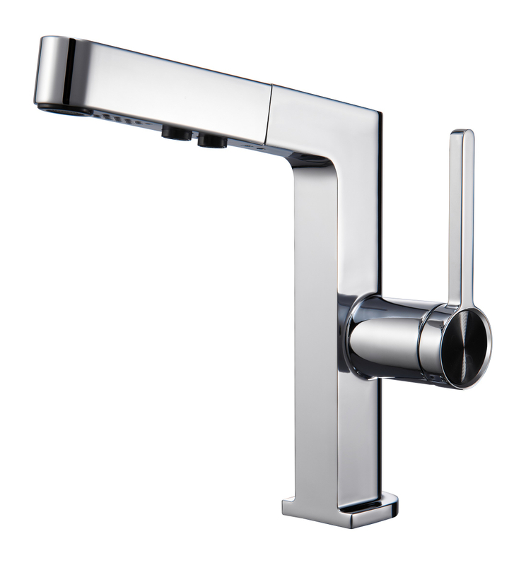 Pistola de zinc de metal de metal moderno de baño de baño de baño de un solo agujero de mango de lavabo de mango de mango