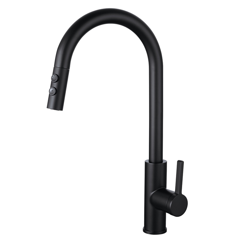 Sly Matte Black Black Venta caliente Fregadero de agua Tap de la cocina Traw Down Faucet