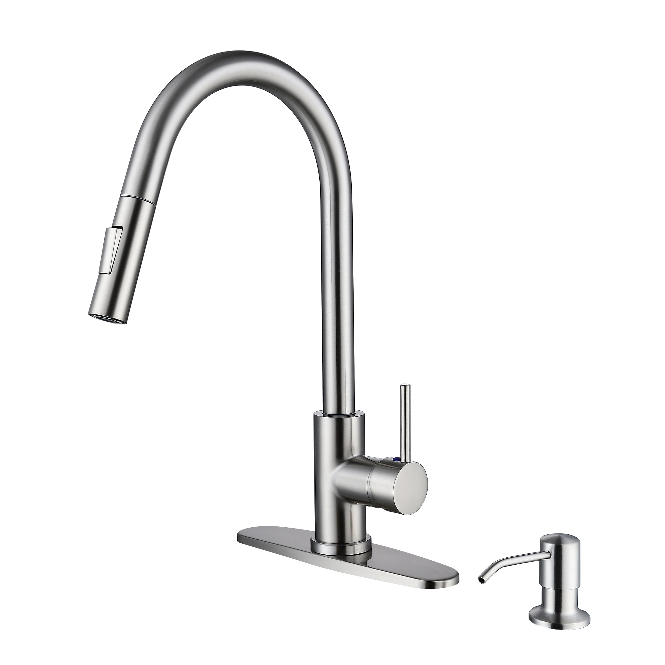 Níquel cepillado Sly Mango único Comercial High Arc Extraction Sprokler Fregadero de cocina