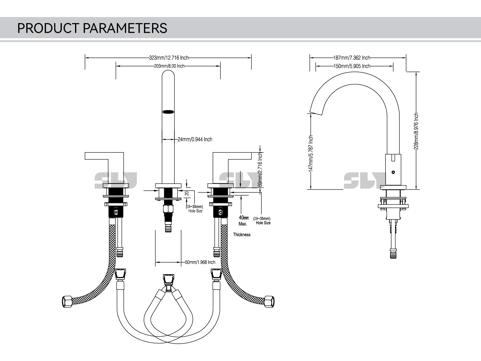 grifo de ba&ntilde;o de 3 orificios