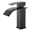 Sly Matte Black Waterfall Spout Baño de baño Mango individual Tocador de tocador de baño grifo