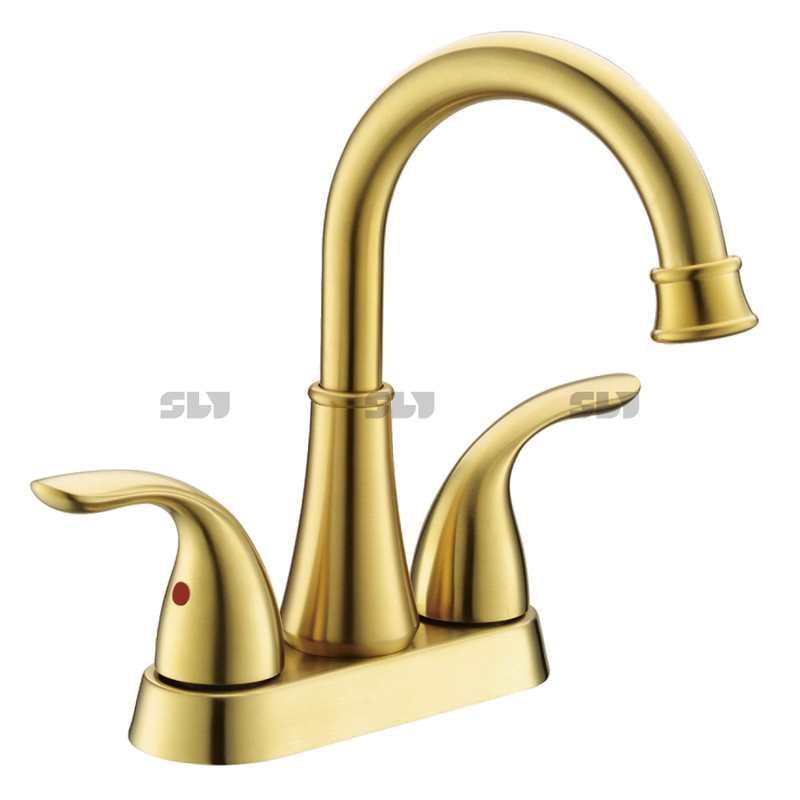 Grifo de lavabo de doble manija de diseño dorado de lujo SLY para lavabo de baño