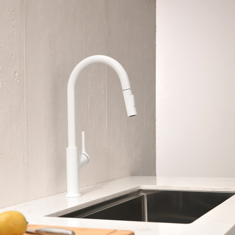 Grifo de fregadero cromado astuto con rociador de la pared de la pared extrajo grifo de cocina