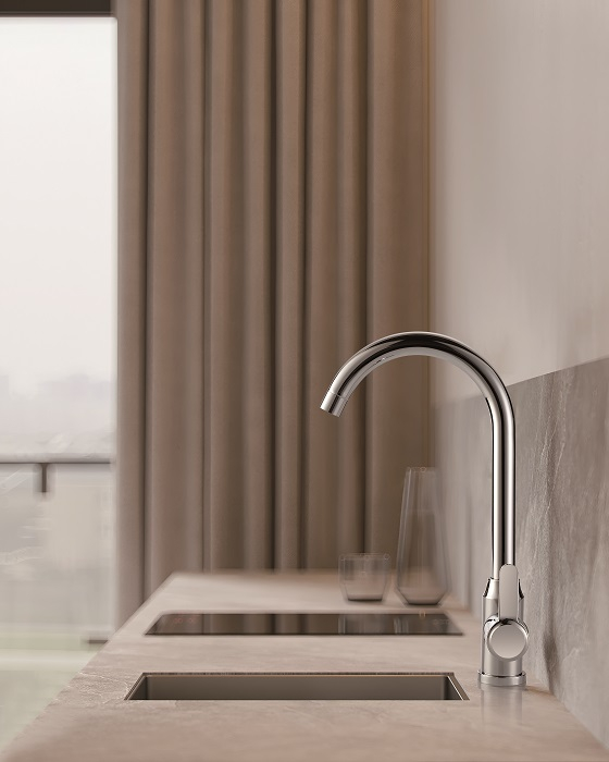 Sly Hot Selling White Kitchen Grewet Chrome Steel Faucet 
