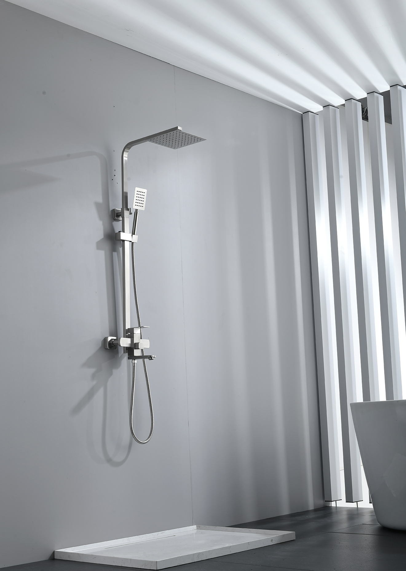 Samliyu 3-Funciones Matte Black Bathom Set System de ducha expuesta al aire libre