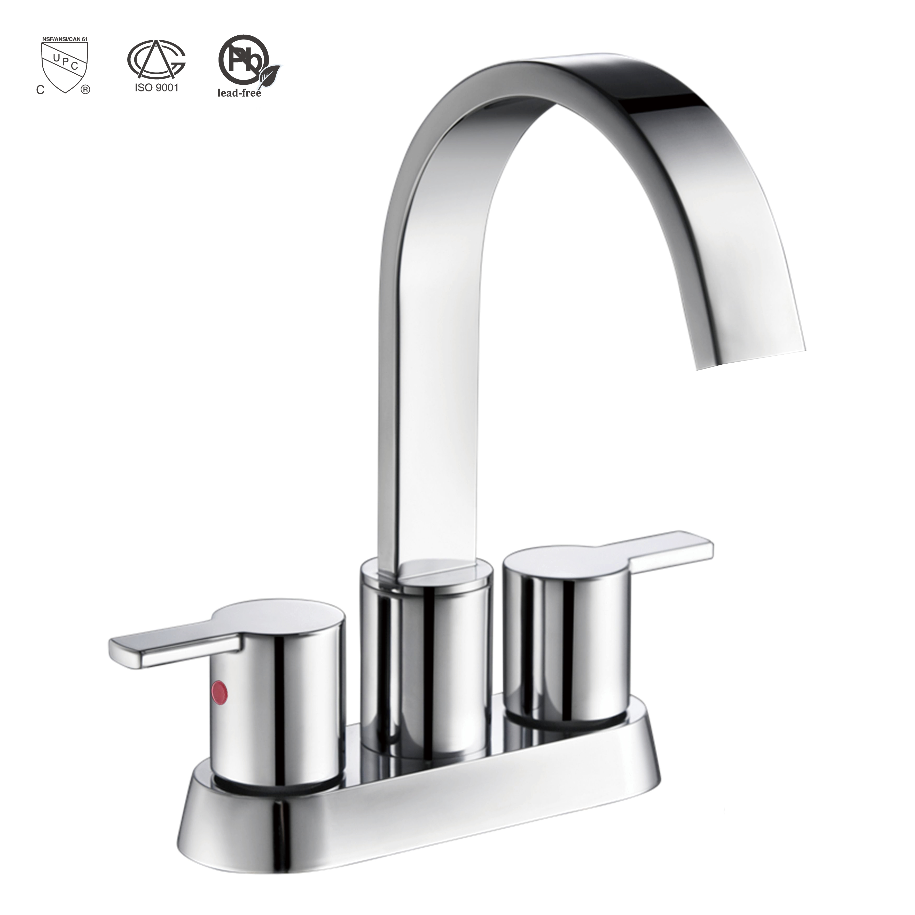 China Factory Centerset Free de baño caliente/fría de baño de dos manos Taucet de tapa de agua Goldia cepillada