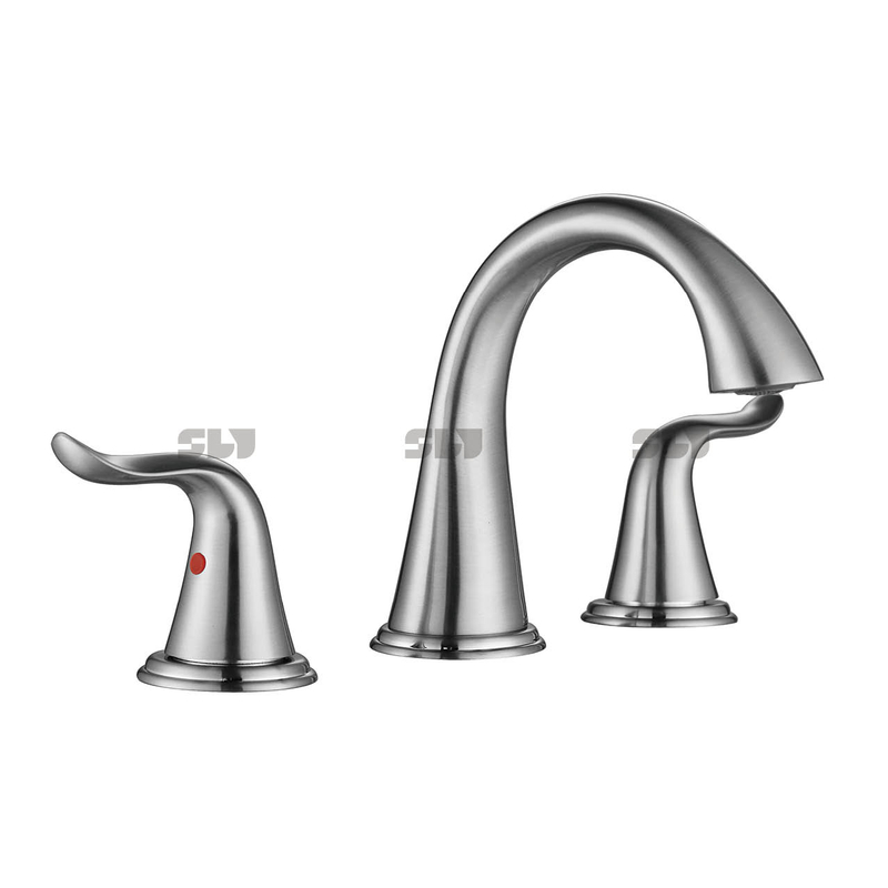 Grifo de lavabo de 3 orificios con manija doble montada en cubierta de cobre SLY para baño