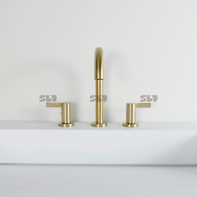 304 de alta calidad de acero inoxidable 3 agujeros de 3 agujeros de doble manija de baño para el fregadero de grifo de baño.