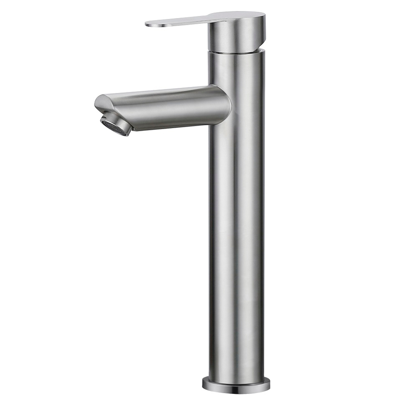 Grifo de baño de un solo mango montado en la pared de níquel cepillado con cepillado