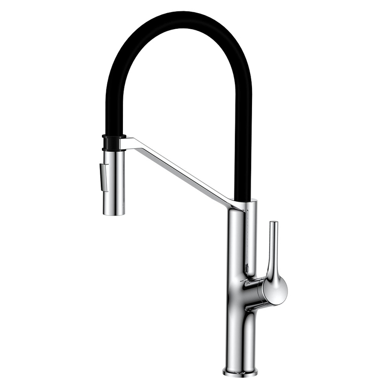Venta caliente Sly Hot New Negro Tubo de cuero Negro Rociador de grifo Cocina Cromo Cromo Grabeto Faucet