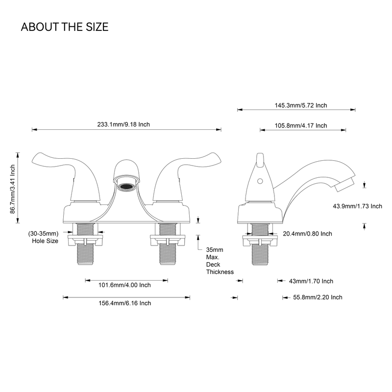 Sly Doble Many Double Hole Centerset Lavatero Baño de grifo de 4 pulgadas de 4 pulgadas grifo