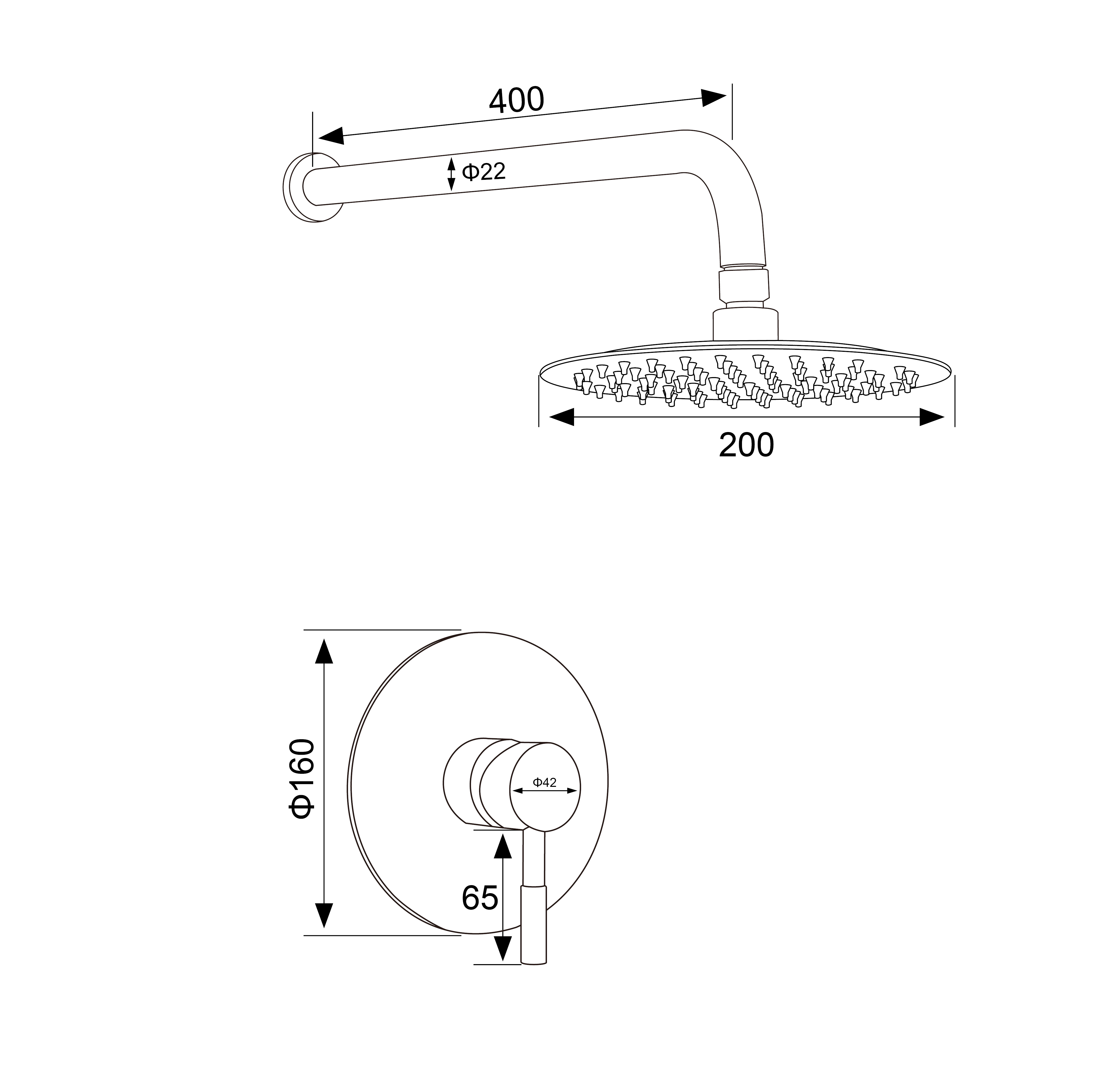 juego de ducha de ducha de ducha, lluvia montada en la pared