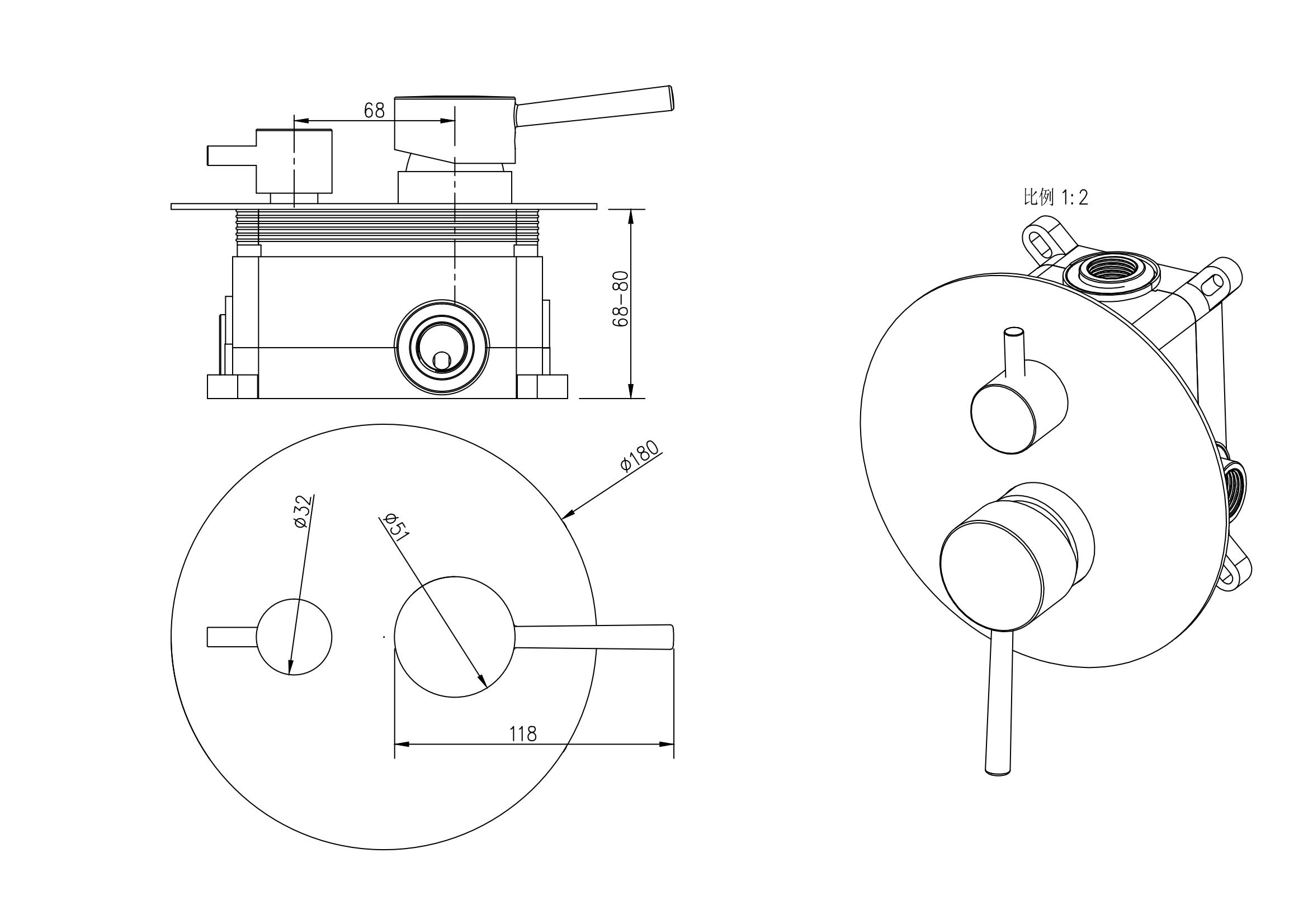 de ducha de ba&ntilde;o montada en la pared redonda