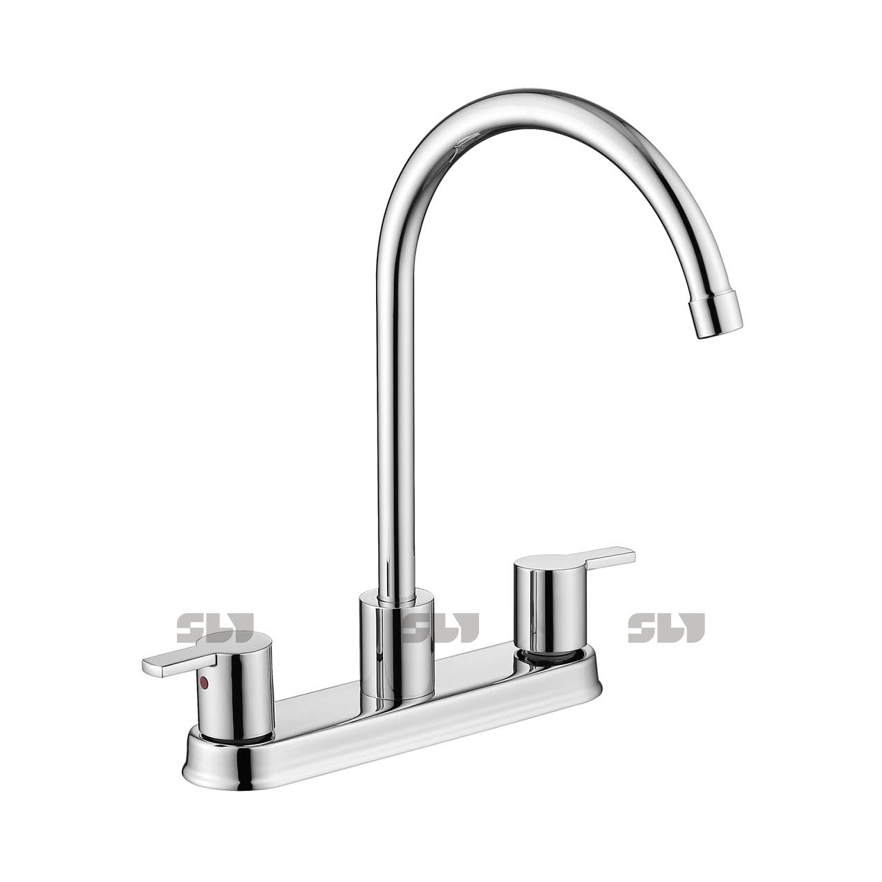 Grifo de cocina de dos manijas de níquel cepillado con 2 orificios de juego central de 8 pulgadas SLY