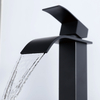 Sly Matte Black Waterfall Spout Baño de baño Mango individual Tocador de tocador de baño grifo