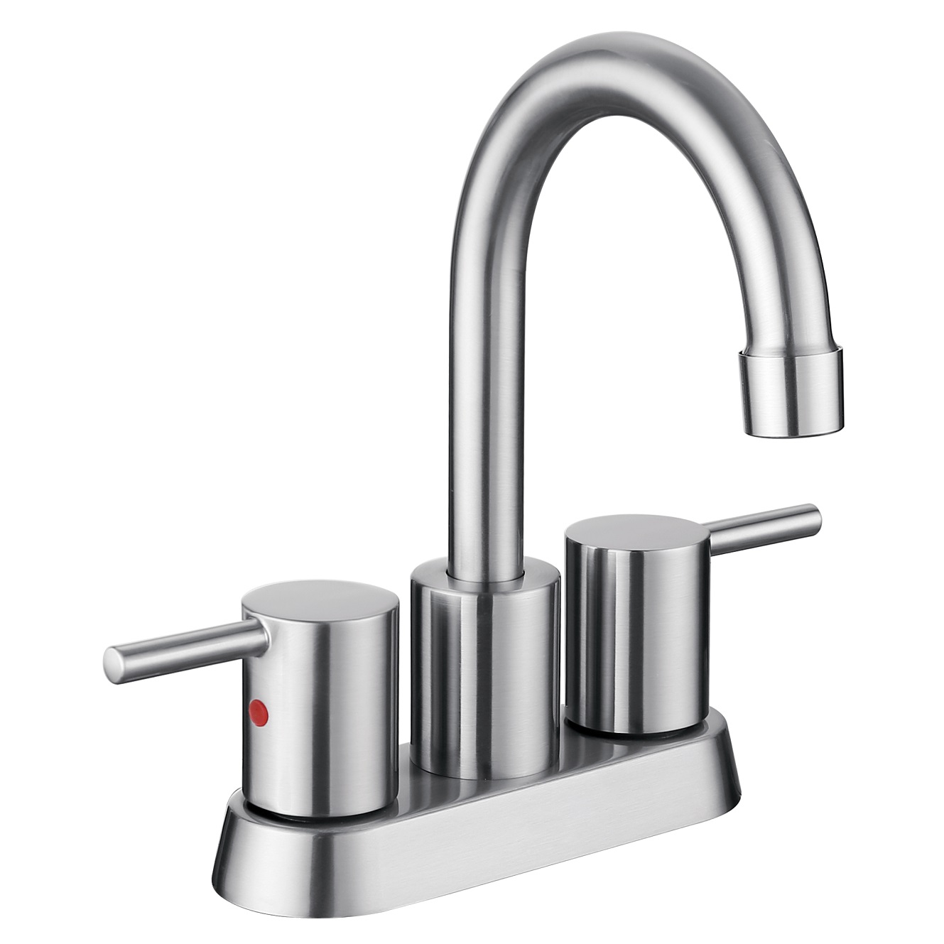 Mezclador de baño de un solo agujero de níquel cepillado con toque de cuenca de mango de un solo mango